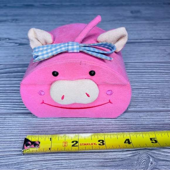 Pink cloth pig Jewelry box trinket box holder with mirror - Picture 11 of 11